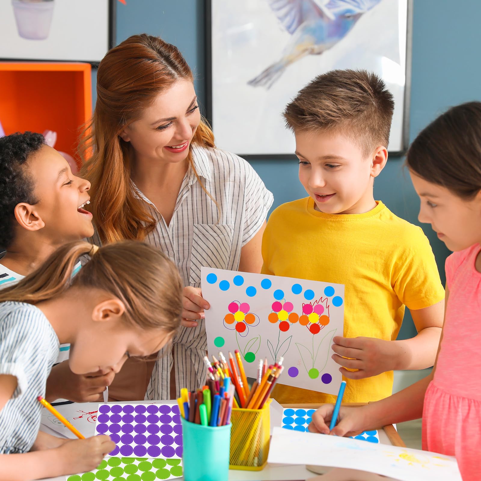 864 Bollini Adesivi Rotondi 20mm - 16 Colori, Per Artigianato, Etichettatura, DIY - Foto 3