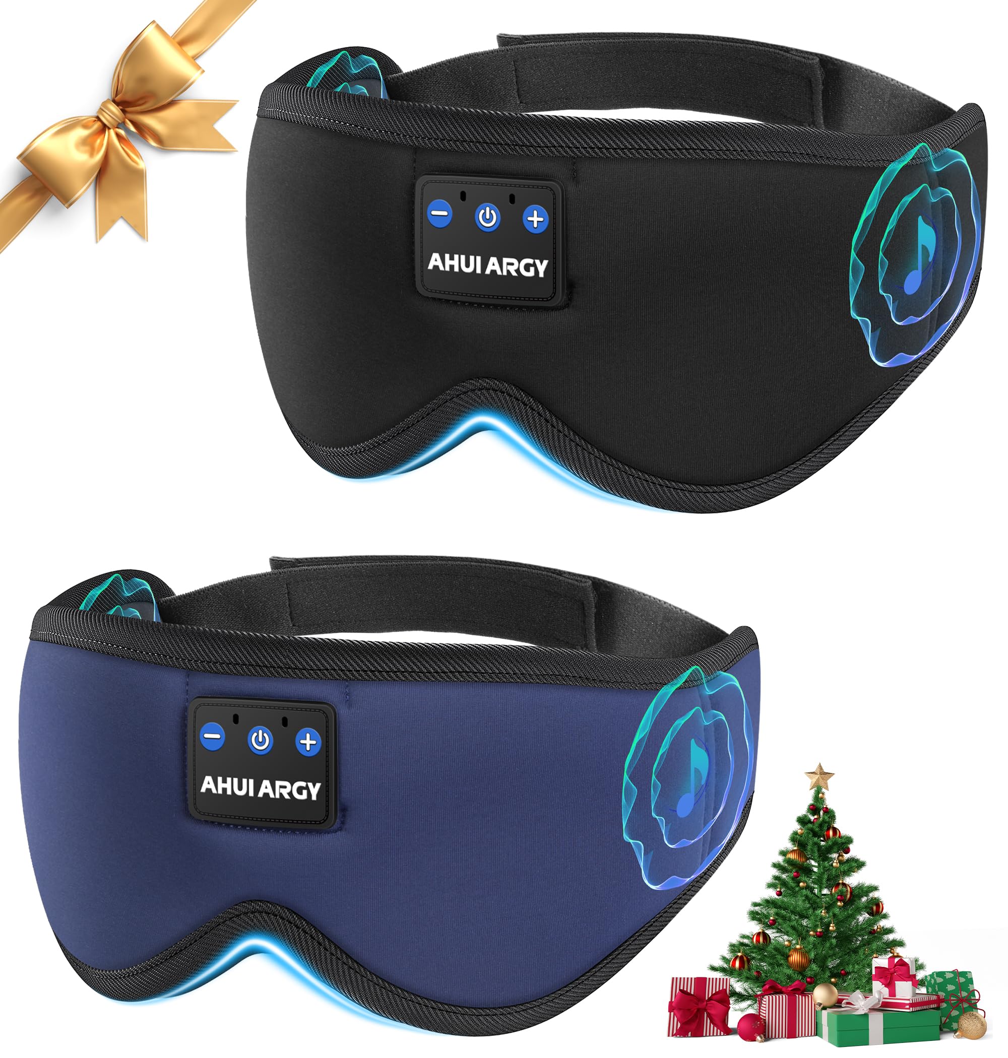 AHUIARGY Ice Silk Sleep Mask with Headphones Sleep Headphones for Side Sleeper with 3D Cups Bluetooth 5 4