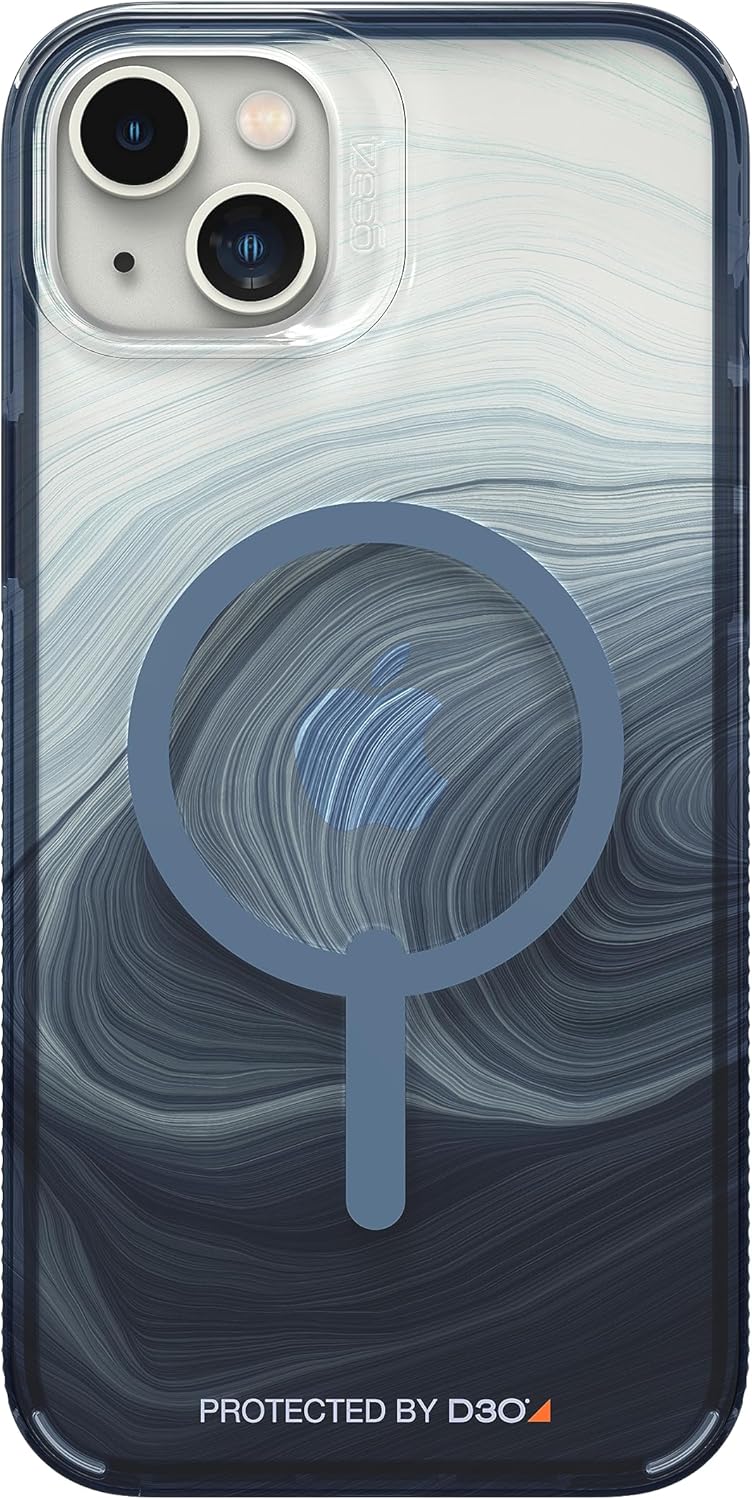 ZAGG Gear4 Milan Snap Case Apple iPhone 14 Plus, D3O Drop Protection Up to (13ft│4m), Wireless Charging Compatible, Reinforced Top, Bottom & Edges - Blue Swirl