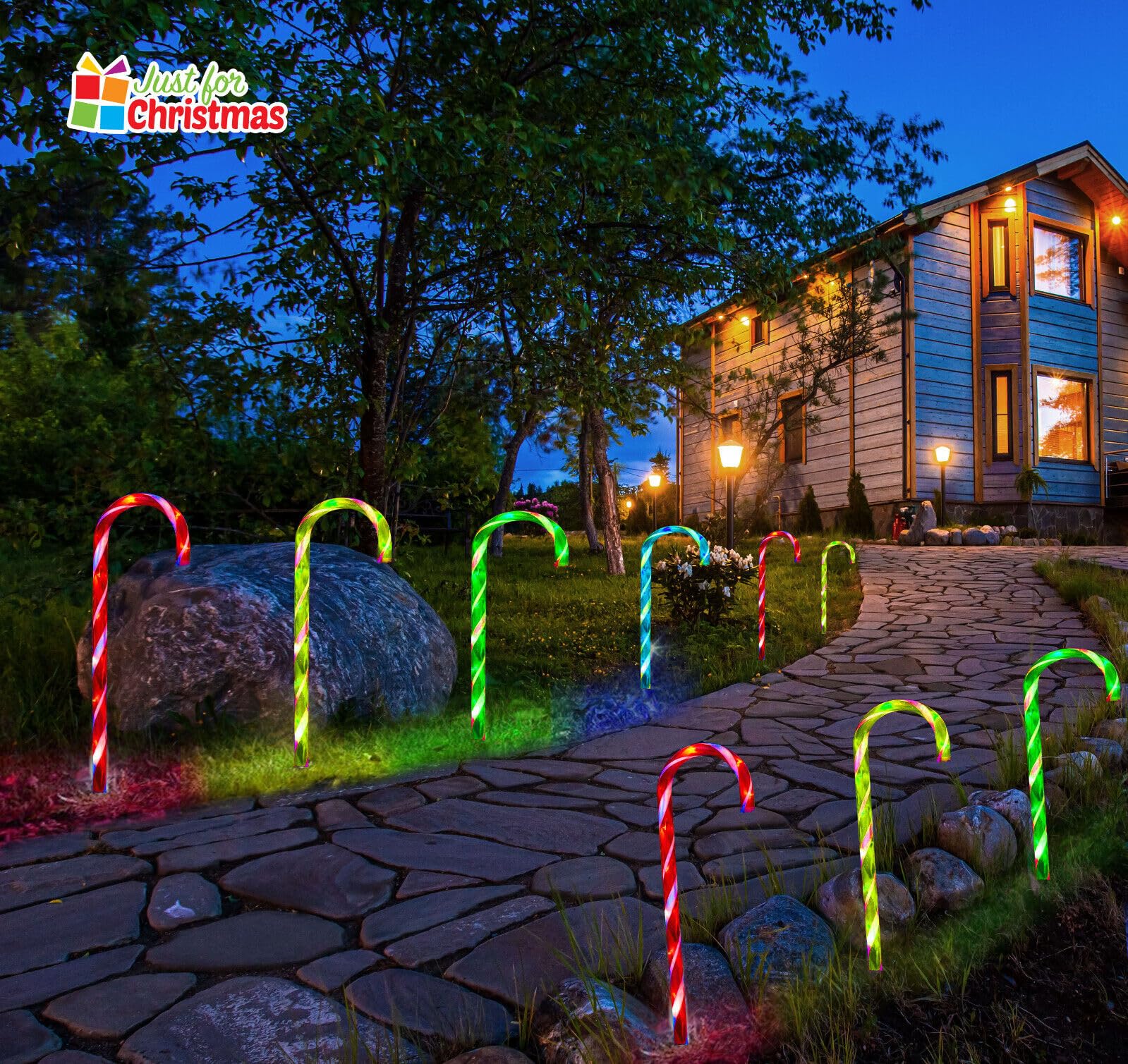 Almineez Christmas Set of 4 Candy Cane Red & White Light Up 50cm Stakes Garden Path Patio 40 LEDs Outdoor Indoor Festive Lighting Novelty Xmas Pathway Decorations (Multi-Coloured) - Image 2