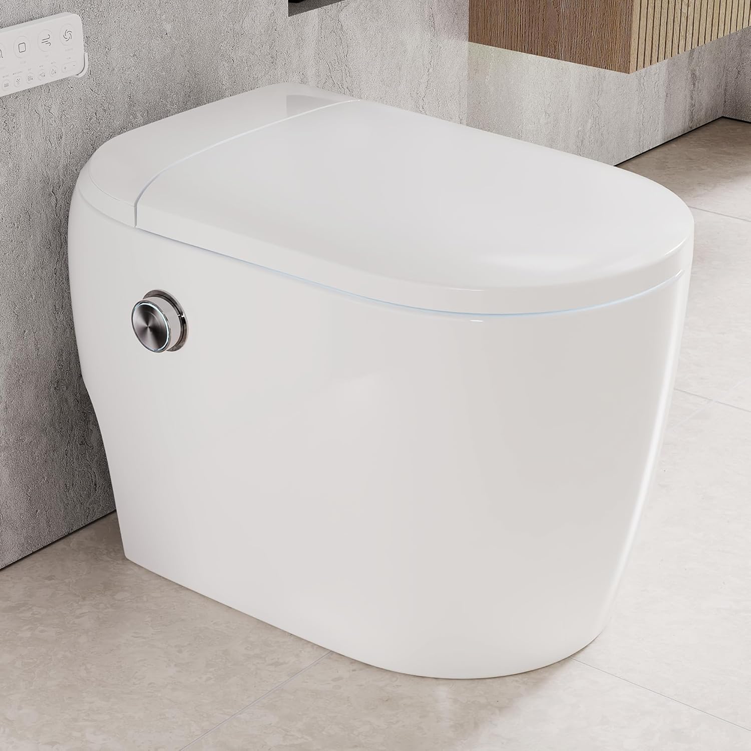 DeerValley Compact Smart Toilet with Bidet Built In for Small Bathroom, Microbubble Wash Auto Flush Water Filter, Instant Heated Seat Dryer Deodorizer Modern Japanese One-Piece Toilet with Night Light