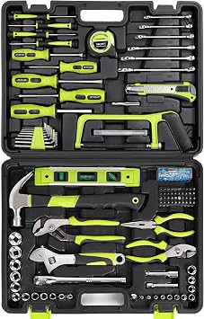 FASTPRO 198-Piece Household Tool Set, Home Repairing Tool Set with Toolbox, SAE Mechanics Hand Tool Kit for DIY, Home Maintenance, Green
