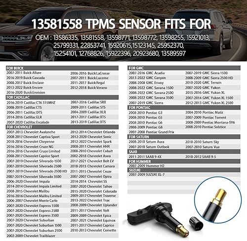 Miniatura 4 de ACLONG Sensores TPMS, sensores de monitor de presión de neumáticos de 315 MHz aptos para Chevy Impala Silverado, Cadillac SRX XT5, Buick Encore