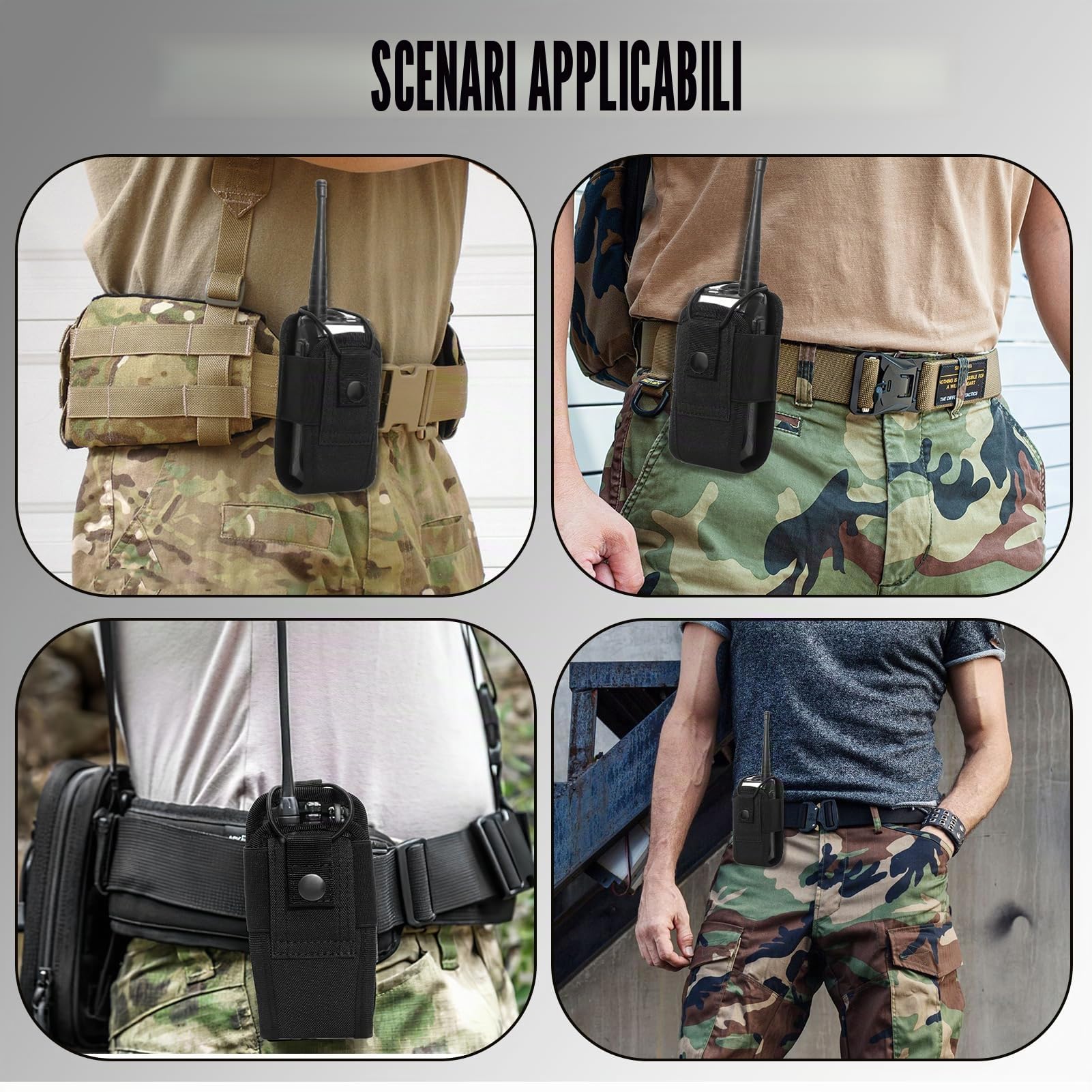 Walkie Talkie - Custodia in nylon per radiotelefoni, supporto regolabile per radio, custodia intercom per gilet, supporto radio per cintura