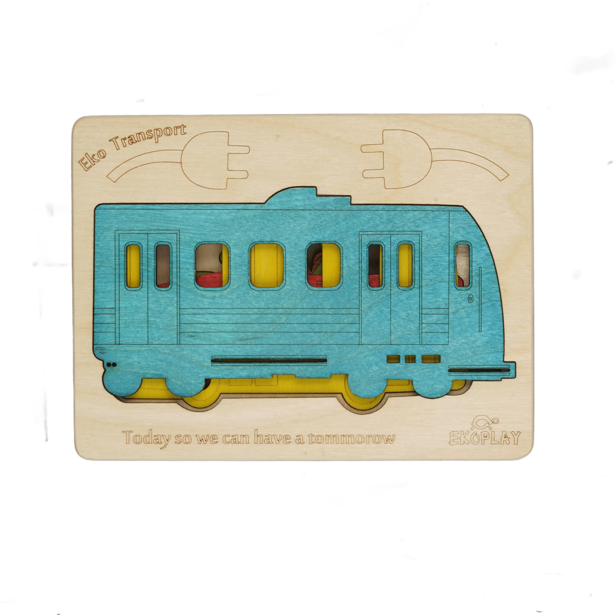 Ekoplay Multi Layered Wooden Puzzles for Kids, 5 Piece Jigsaw Puzzle for Pre-School Kids, Learning Educational Toys Gifts for Boys Girls. Transport Puzzle Sets, EKO Transport. (Transport Vehicles)