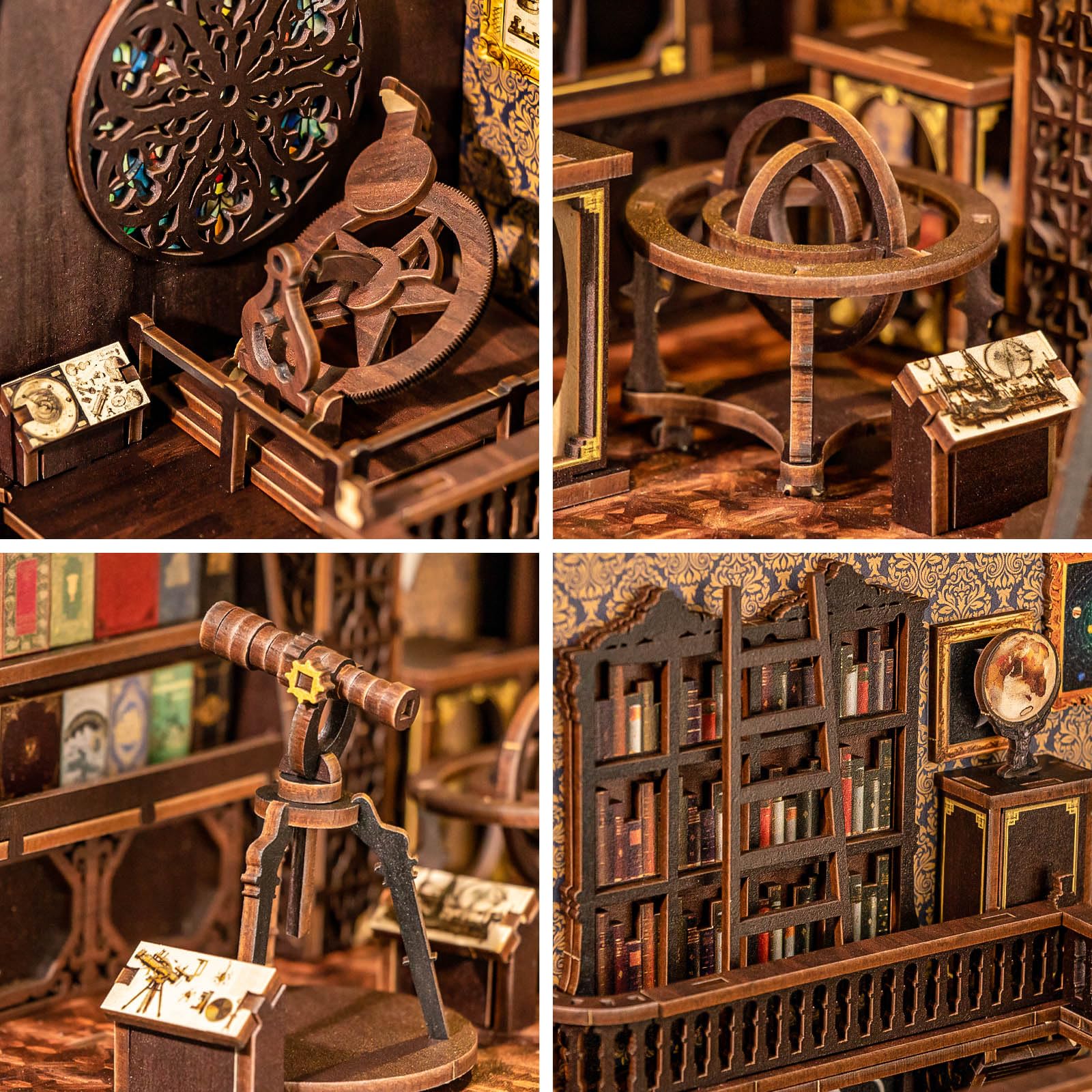 Kit Book Nook De Casa Miniatura Con Luz LED - Maqueta DIY Para Adultos - Decoración De Biblioteca Y Estantería - Regalo Navidad