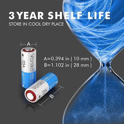 Miniatura 8 de Voniko Batería alcalina de 23 A  Baterías Ultra 23A (paquete de 12)  Batería A23 de 12 voltios de larga duración para timbres y control remoto