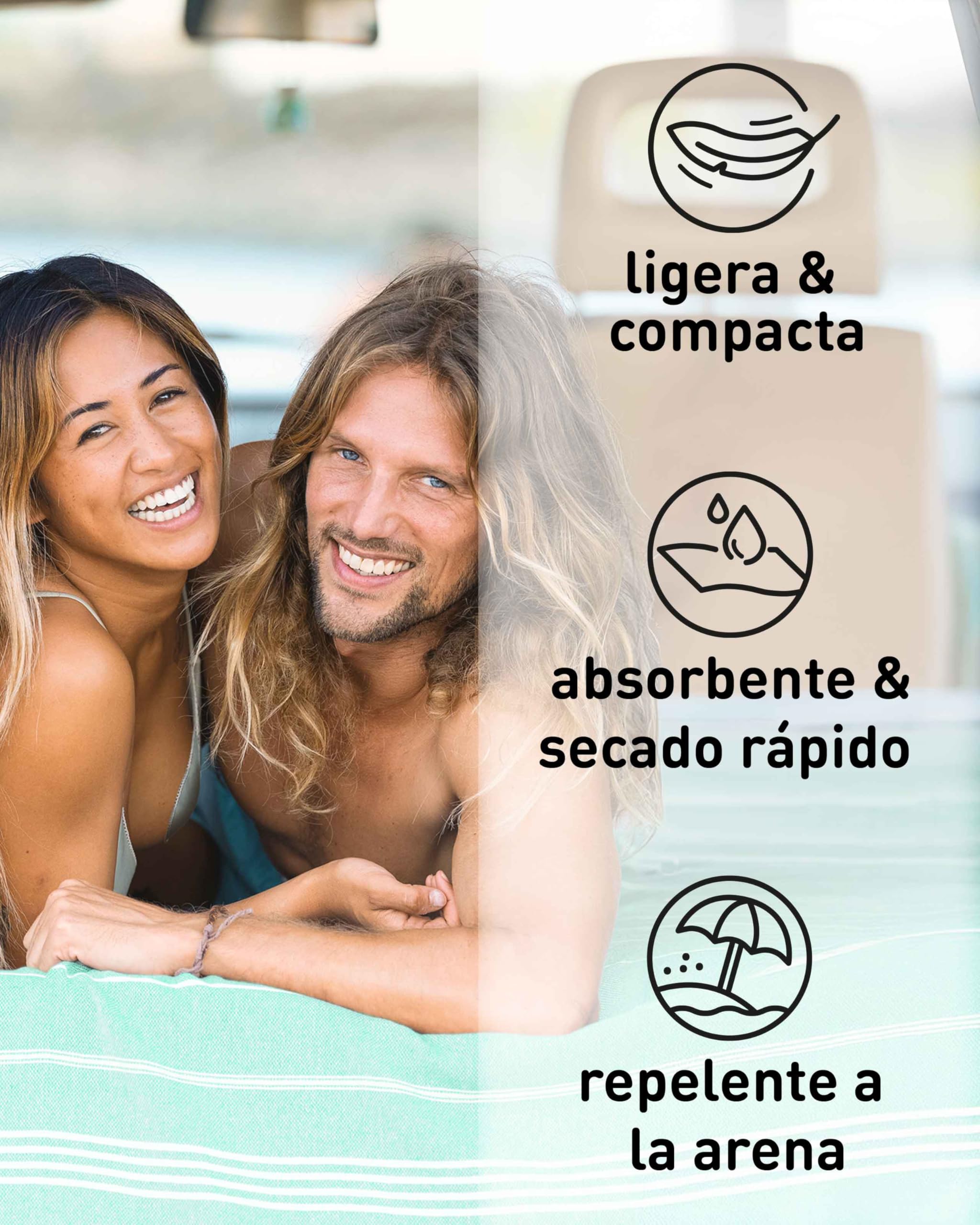 Fit-Flip Toallas Playa Hammam – Pareos Grandes de algodón 100% – Toalla Pareo compacta, Gigante y Secado rápido – Fouta XL Absorbente – Ideal para Piscina - Agua - 100x200cm Sultan — view 6