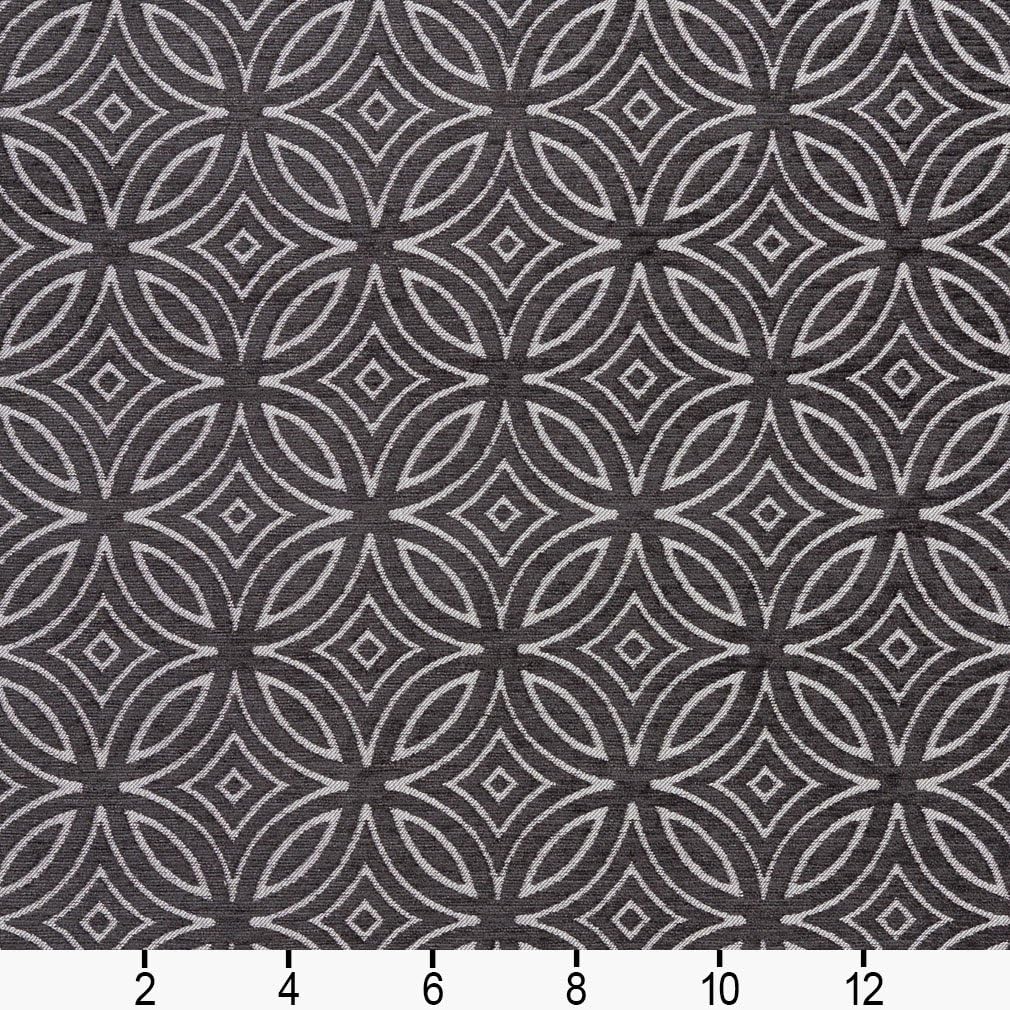 Black and Silver Woven Geometric Chenille Upholstery Fabric by The Yard - SKU: Aubrey Charcoal
