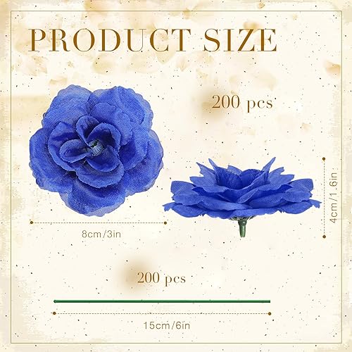 Miniatura 9 de Yuxung 200 flores artificiales de seda falsa de 3 pulgadas con tallo de esmeralda, rosa sintética y tallo de 6 pulgadas para boda, ramo de novia,