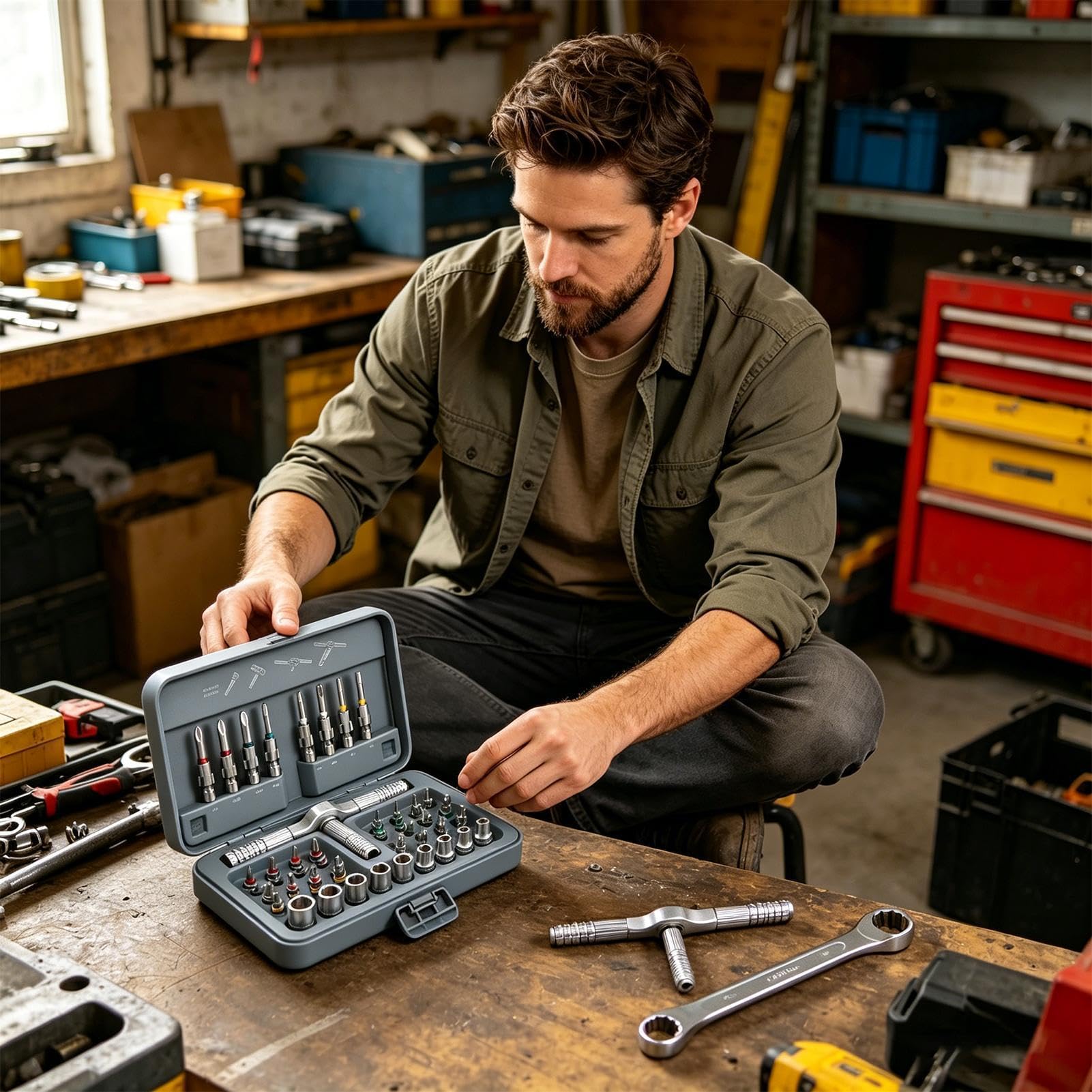 Set Cacciaviti a Cricchetto con manico a T multipunta 54-in-1 ergonomico | Attrezzi Intercambiabili Per Elettronica Per Progetti Fai da Te Elettronica Elettrodomestici Bicicletta Auto Riparazione
