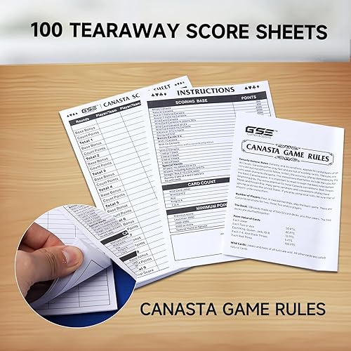 Miniatura 5 de GSE Juego de cartas Canasta con 6 cartas de canasta rojas con valores de puntos, barajador automático de cartas de 6 barajas, una bandeja giratoria