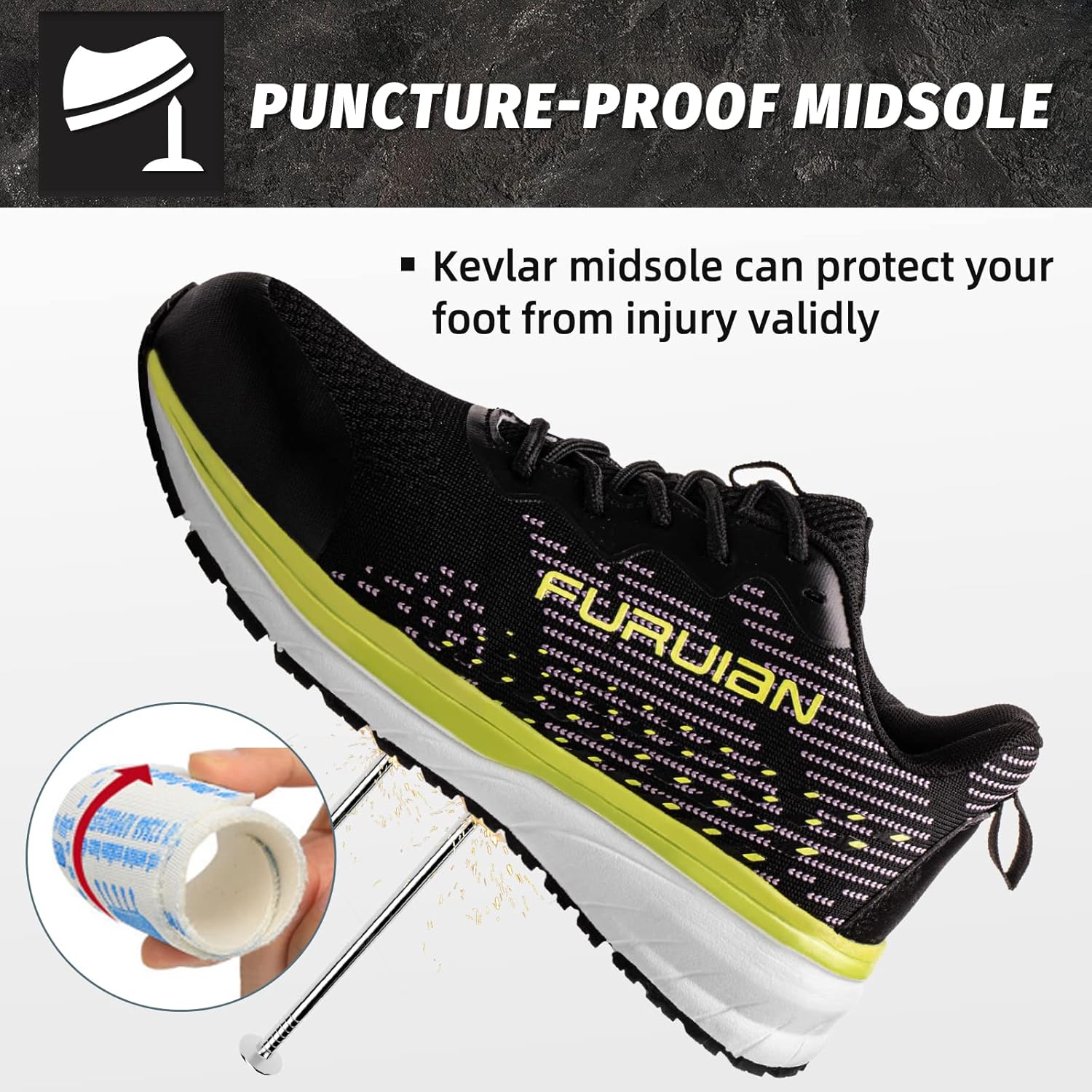 Furuian Steel Toe Shoes for Women Lightweight Safety Indestructible Sneakers Slip Resistant Work Utility Shoes - Image 3