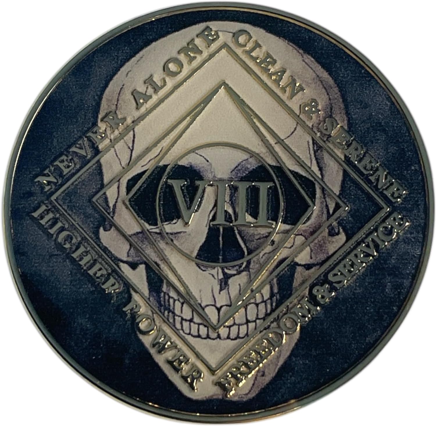 8 Year NA Skull Recovery Medallion, Clean Time Chip, Token, Coin, Just for Today