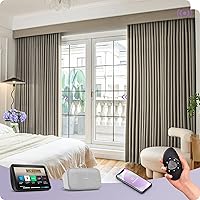 Vista 32 de Graywind Cortinas inteligentes cableadas compatibles con Alexa Google, control remoto motorizado para puerta corrediza de un solo sentido