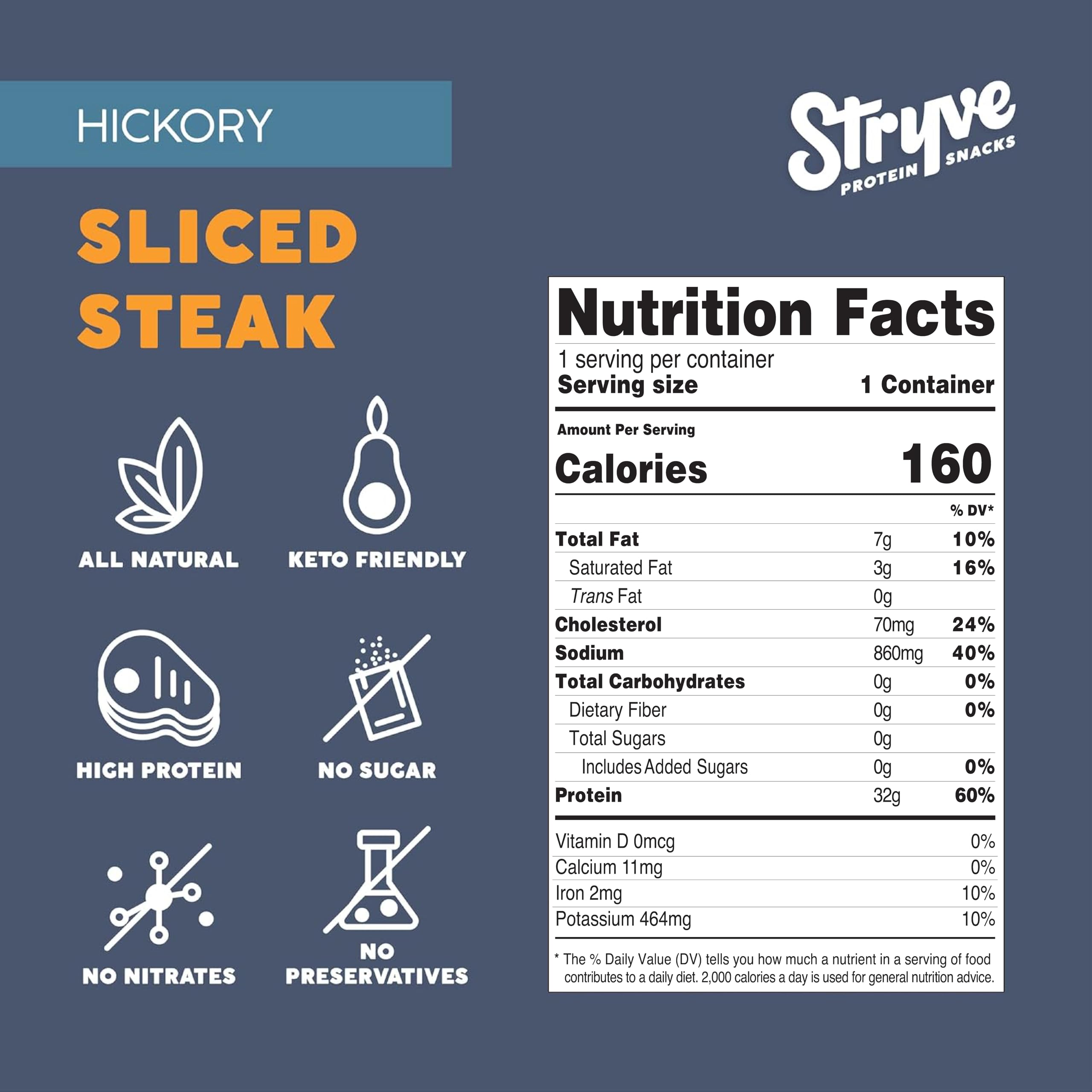 Stryve Protein Snacks - Better Than Jerky Steak Snacks. Protein Rich, Beef Biltong | 32g Protein, Sugar Free, Carbs Free, Gluten Free, Dairy Free, Keto & Paleo Friendly | Hickory, Pack Of 4 thumbnail 3