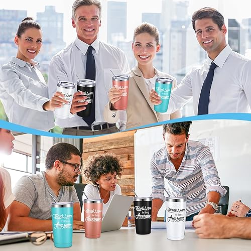 Miniatura 10 de Regalos de agradecimiento para mujeres, vaso de viaje con texto en inglés "Thank You for Being", vaso de acero inoxidable aislado de 20 onzas con