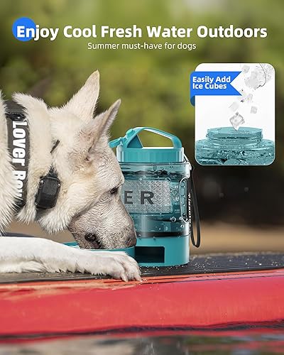 Miniatura 5 de lesotc Botella de agua de viaje para perros portátil con cuenco extraíble, dispensador de agua de viaje grande de 77 onzas para perros, artículos