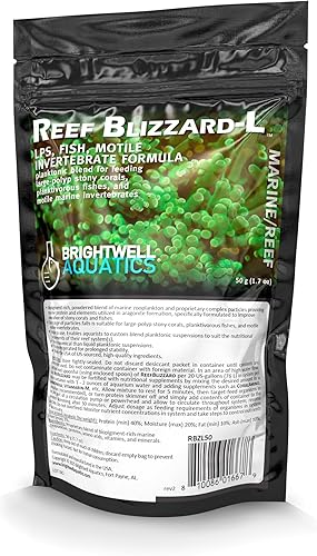 Brightwell Aquatics Reef Blizzard L - Mezcla de alimentos planctónicos en polvo para alimentar corales pedregosos grandes y peces planctívoros, 1.76