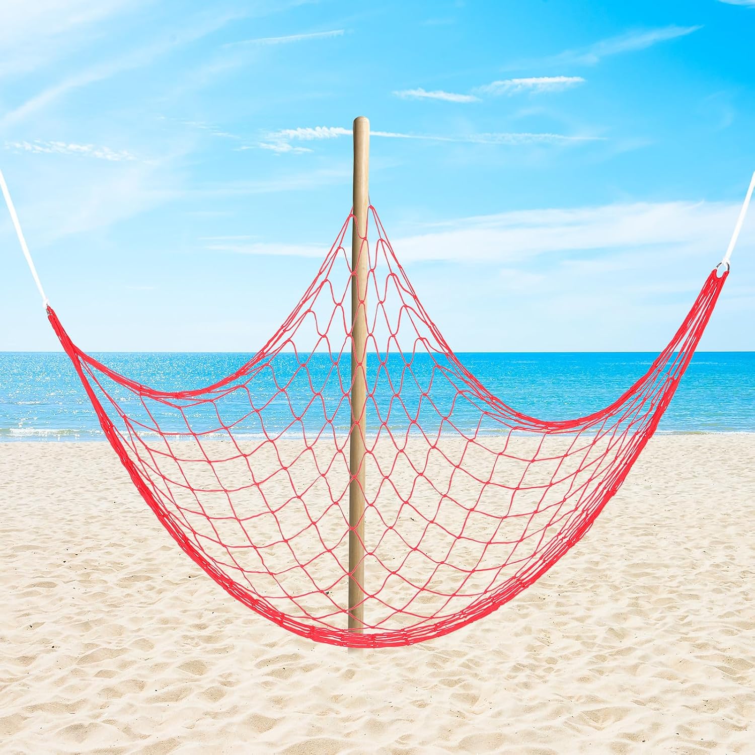 Cabilock Nylon Rope Hammock Outdoor Hanging Chair with Strong Bearing Capability and Lightweight Mesh Design, Portable Camping Hammock Suitable for Outdoor Leisure and Garden Swing