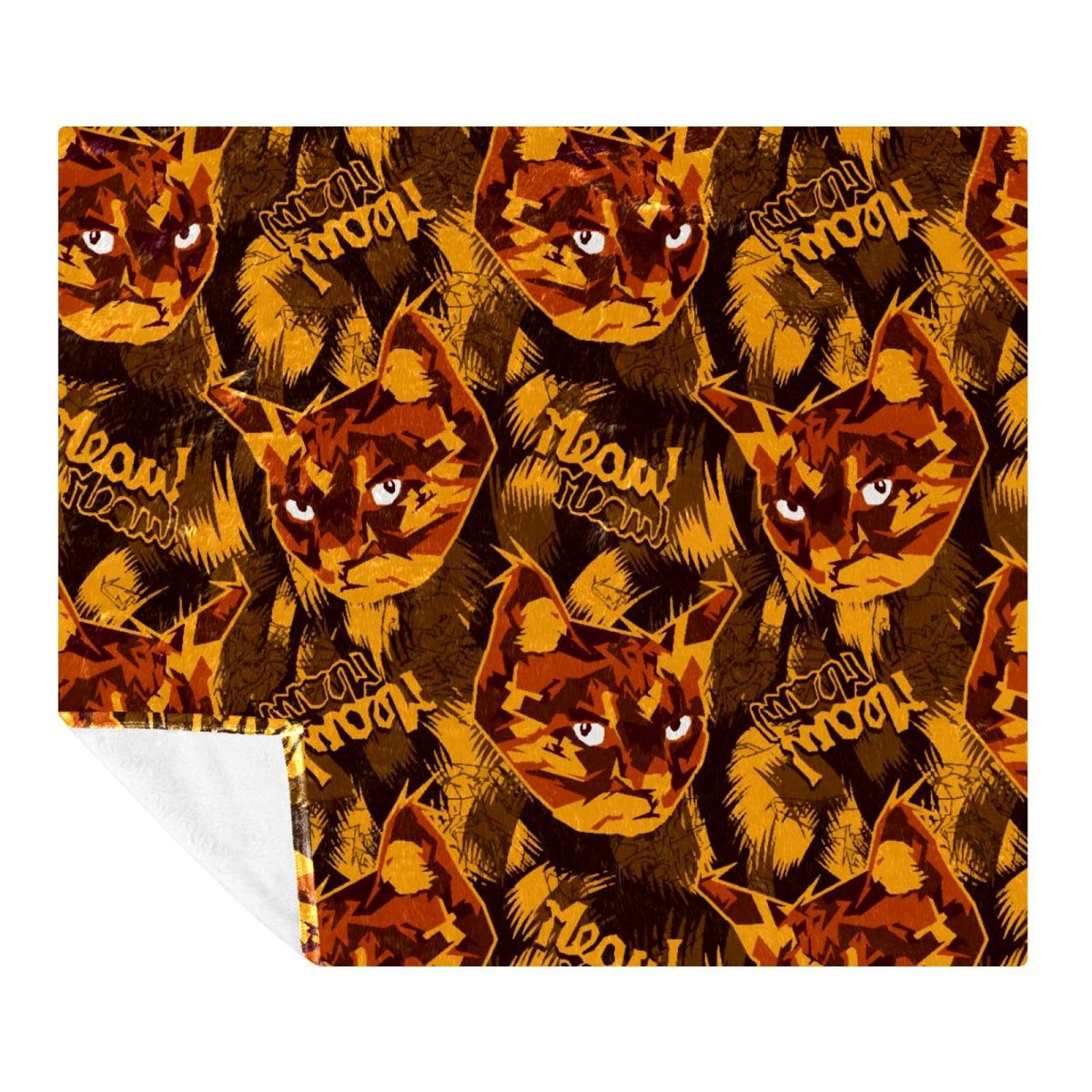 Couverture polaire chat cool motif camouflage pour lit et canapé de 150x130 cm