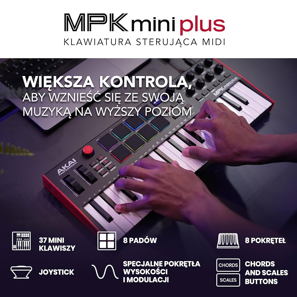 AKAI MPK mini plus MIDIコントローラー Akai MPK Mini Plus | Kontroler MIDI z ulepszoną klawiaturą