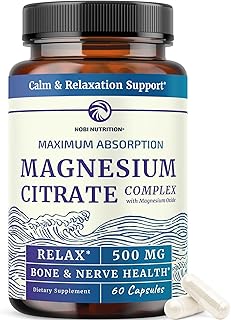 Magnesium Citrate Complex 500 MG for Constipation, Digestion, Calm & Relaxation Support | High Absorption Magnesium Supplement | Citrato de Magnesio | Non-GMO Soy-Free | 60 Mag Citrate Capsules