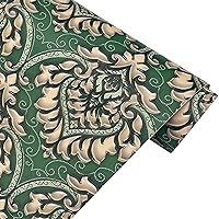 Vista 8 de Paquete de 2 revestimientos para estantes para armarios de cocina, armarios, fáciles de limpiar, autoadhesivos, papel tapiz de damasco verde