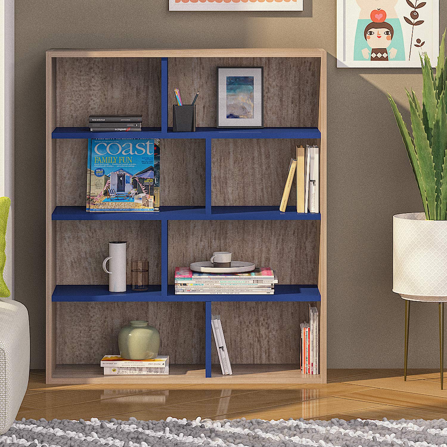 Klaxon Junior Hayden Book Shelf and Storage Unit | Display Unit for Kids (Blue)-image-21