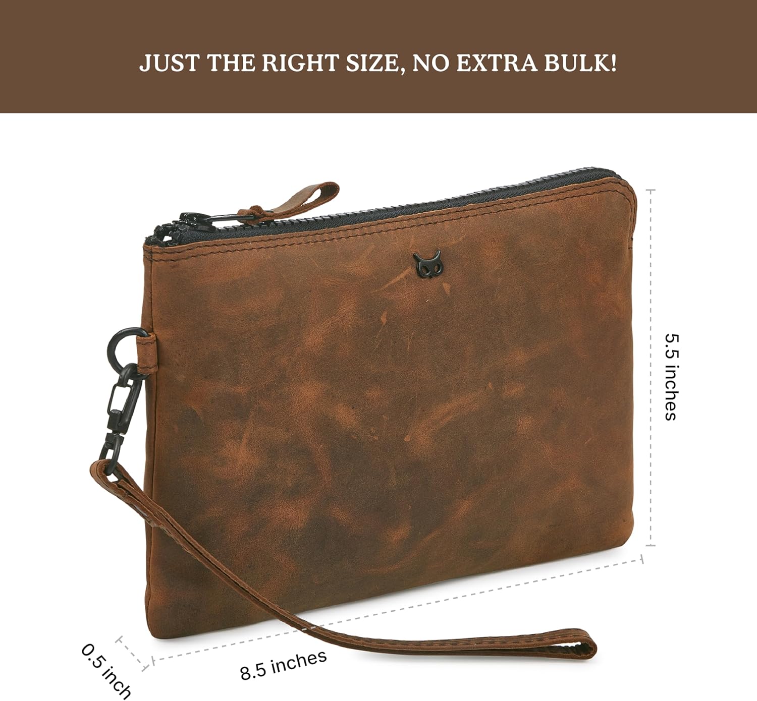 Wristlet Wallet for Women Real Leather Purse & Clutch for Mobile Keys Coins with Credit Card Slots in Gift Box (Cognac Crazy Horse) - Image 3