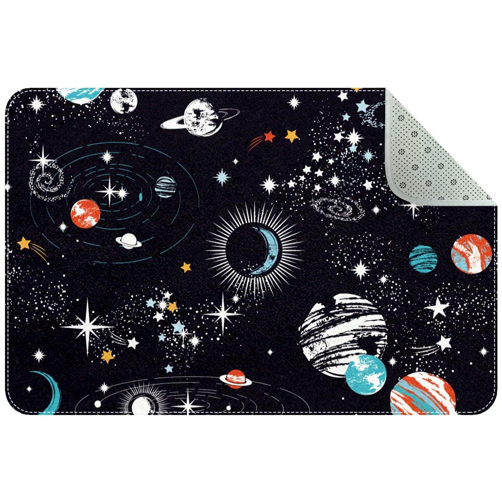 Dark Universe Doormat Absorbs Mud Doormat No Odor Durable Anti-Slip Low-Profile Entrance Door Mat Large Cotton Shoe Scraper Pet Mat