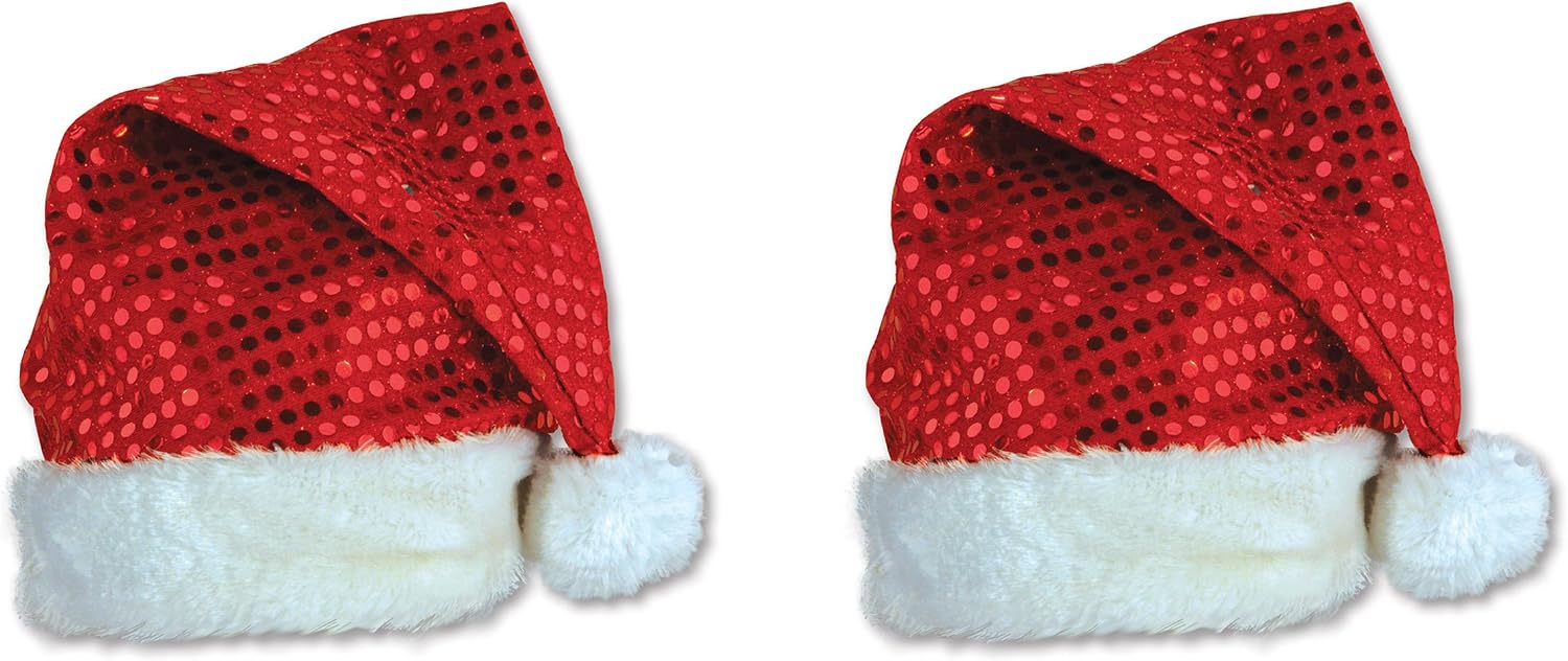 Sequin-Sheen Santa Hat Party Accessory 