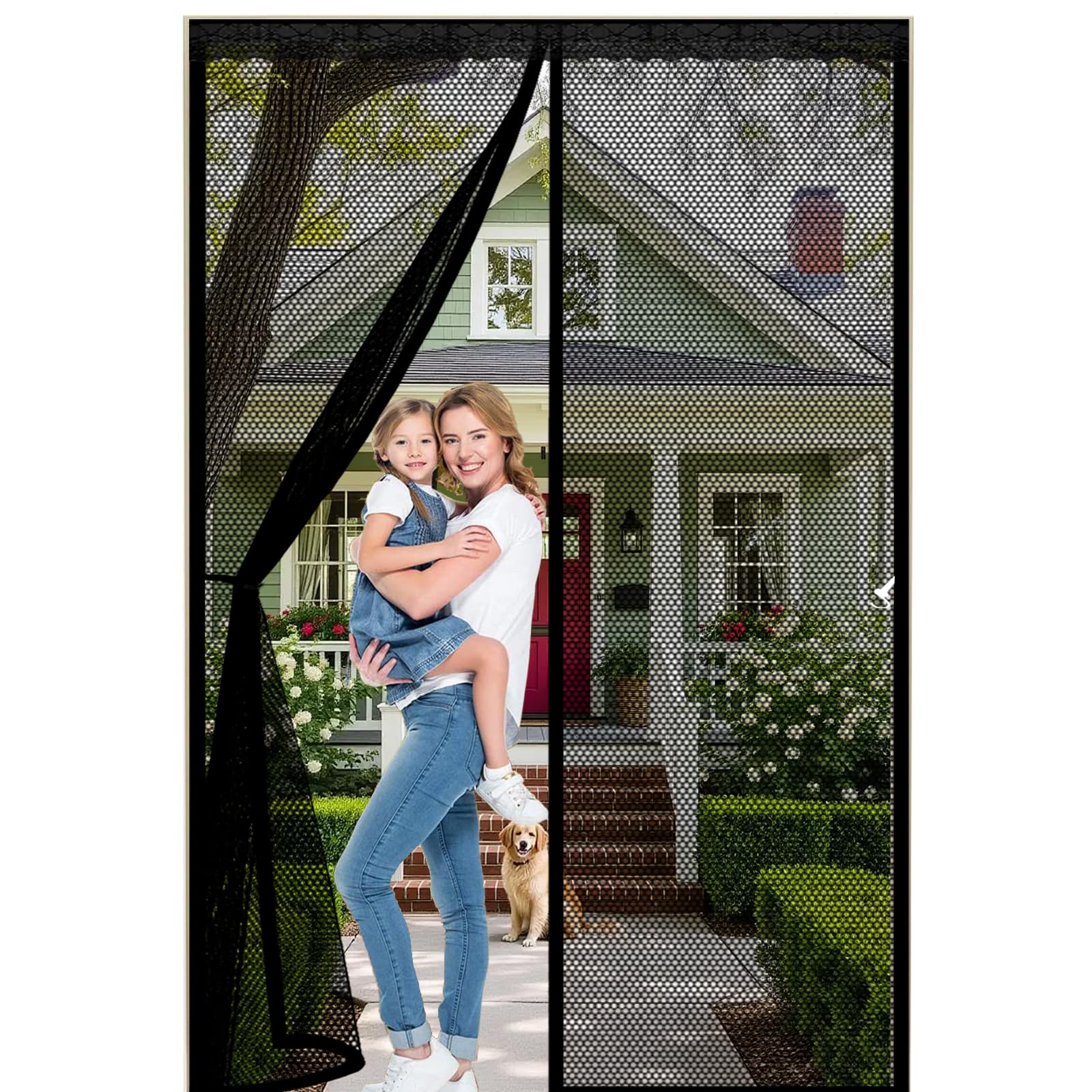Lijiao Black Magnetic Door Curtain 82 X 245 Cm Keep Bugs Out Lets Fresh Air In, With Powerful Magnets And Full Frame Hook&Loop, No Gap, Durable Door Fly Screen Curtain Kid And Pet Friendly,
