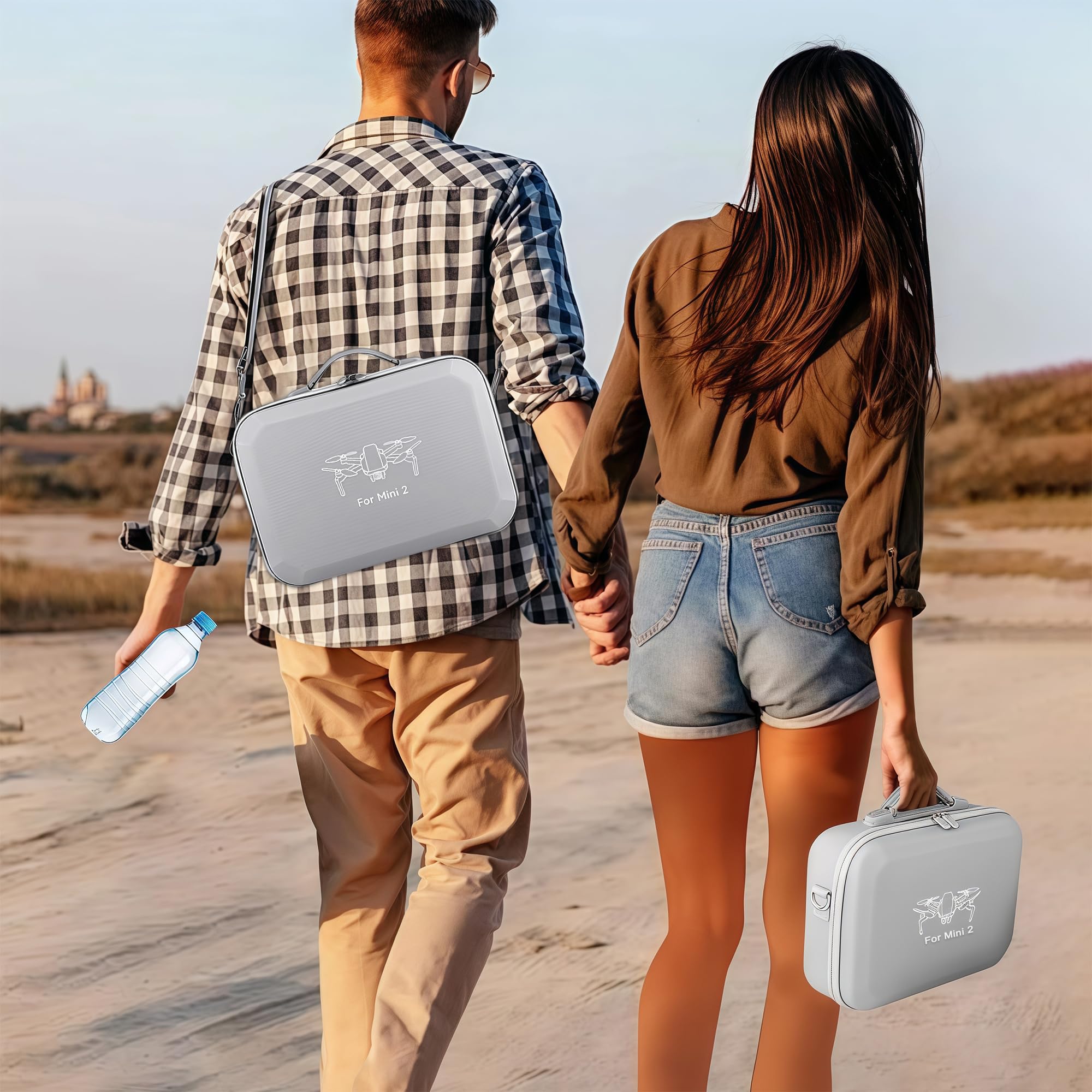 O'woda Custodia per DJI Mini 4K/ Mini2/ 2 SE, Borsa Rigida Viaggio Protettiva Grande Capacità Borse Impermeabile per DJI Mini 4K/ Mini2/ 2 SE Droni Accessori - Grigio
