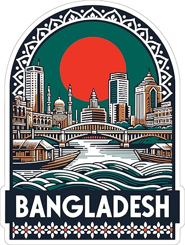 Bangladesh - Adhesivo de recuerdo de viaje de 4 pulgadas, calcomanía de vinilo impermeable para laptop, botella de agua, vaso de automóvil,
