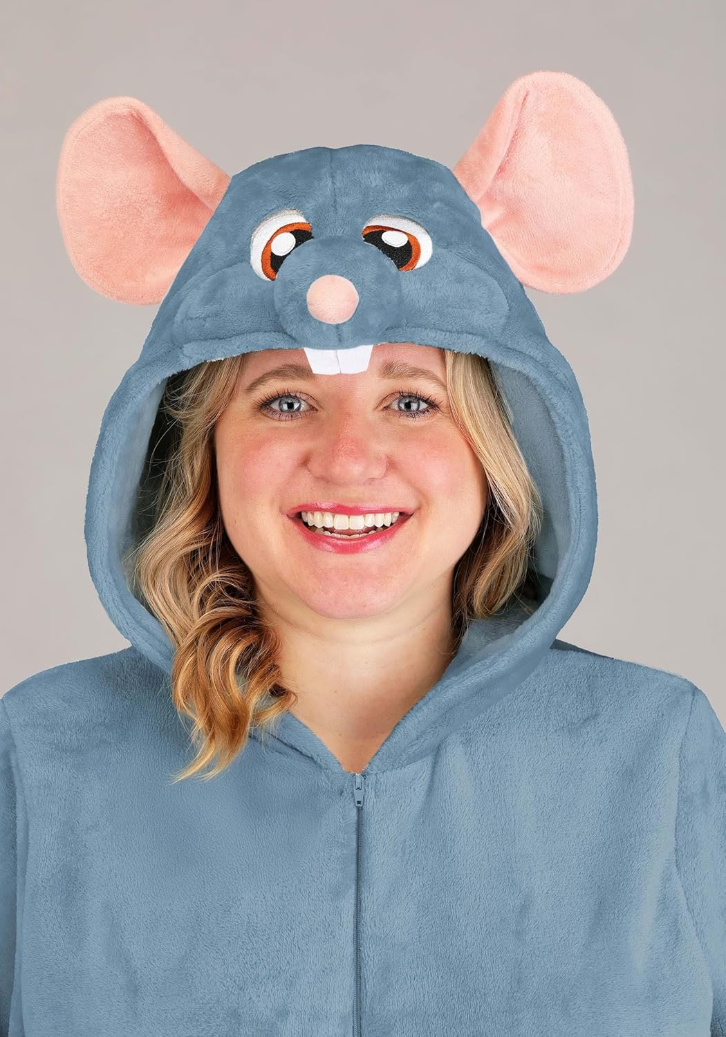 Disney Pixar Ratatouille Remy Mouse Costume | Womens Plus Size Hooded Halloween Jumpsuit Outfit with Plush Tail and Ears - Image 3