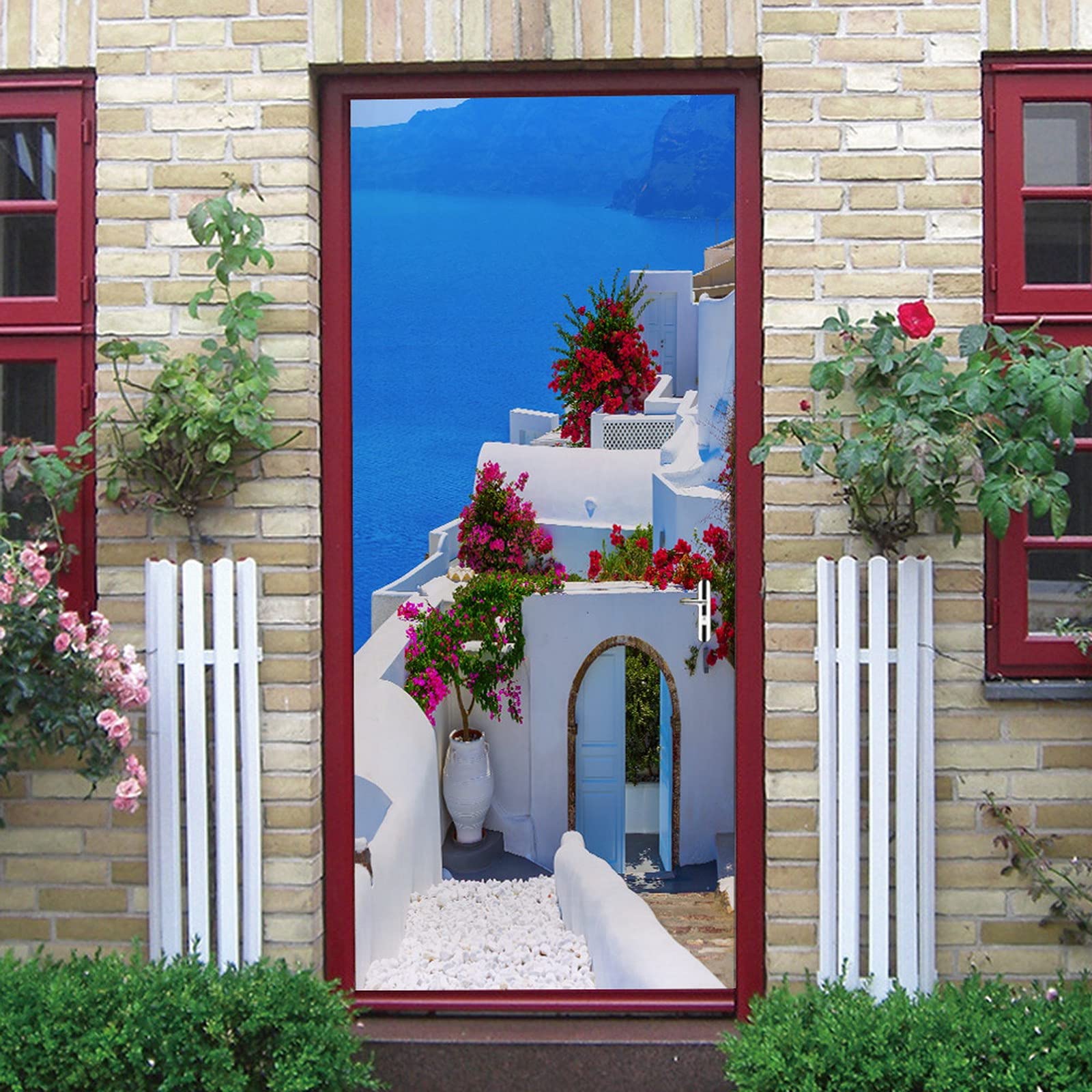 Adesivo Murale 3D Vista Mare Per Porte 77x200 Cm - Pellicola PVC Autoadesiva, Decorazione Parete
