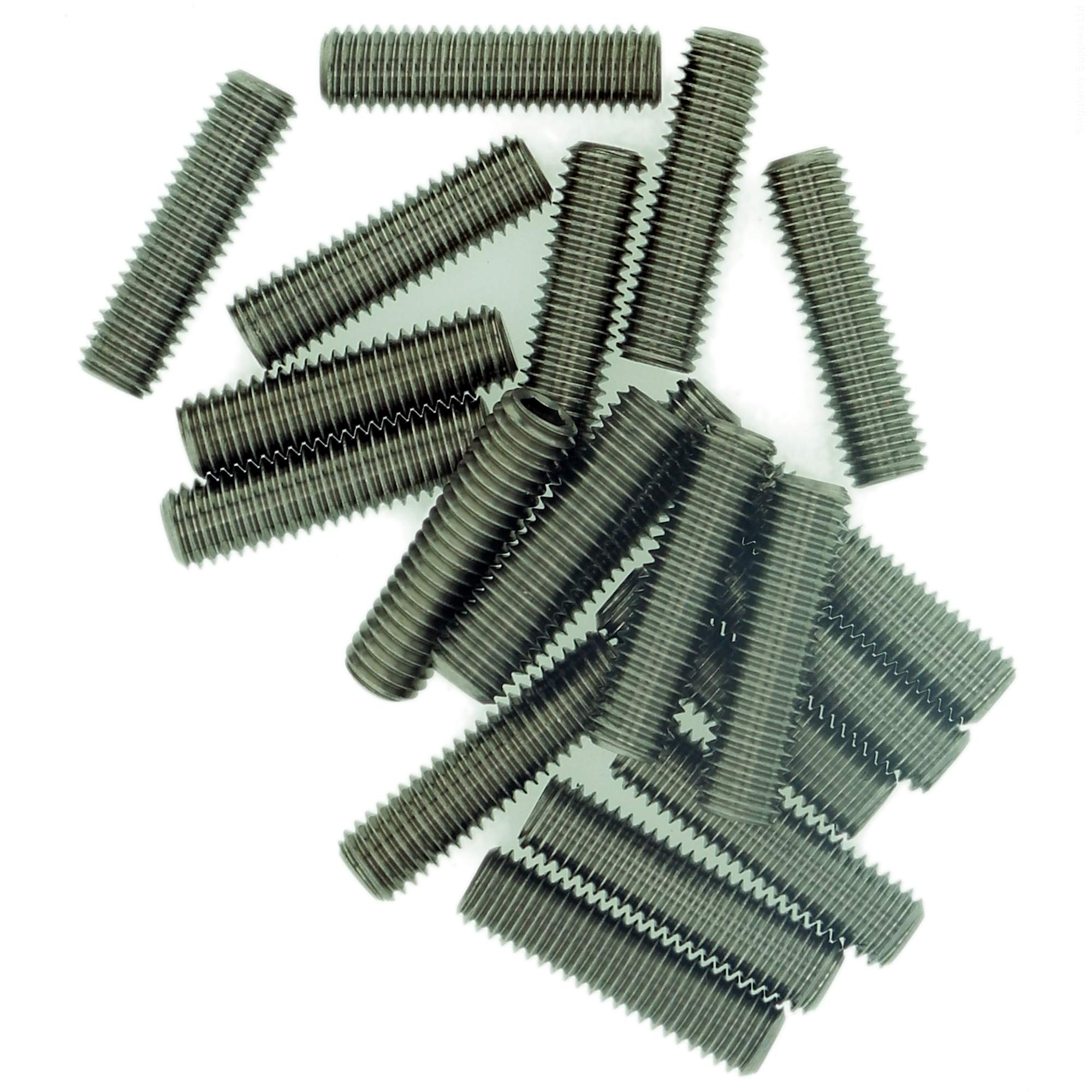 Singularity Supplies M2.5 (2.5Mm X 12Mm) Hex Socket Grub Screw (Flat Point) - Stainless Steel (A2) (Pack Of 20)