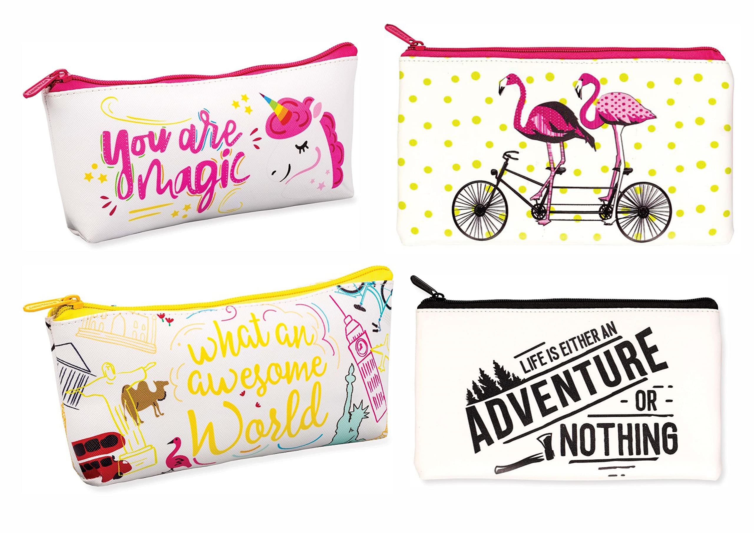 [Set of 2] A6 Zipper Pouch Case Storage Document Wallet Travel Receipts Zip Lock Bags Pouch with Zipper for Cosmetics Cases Organisers Offices Supplies Travel Accessories (Cute Fabric Print) — image 1