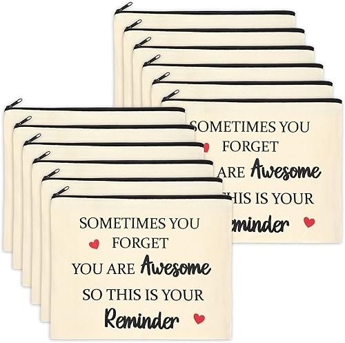 Coume 12 Piezas Bolsa de Maquillaje de Agradecimiento para Mujeres, Regalo Inspirador de Apreciación para Compañera de Trabajo, Profesora,