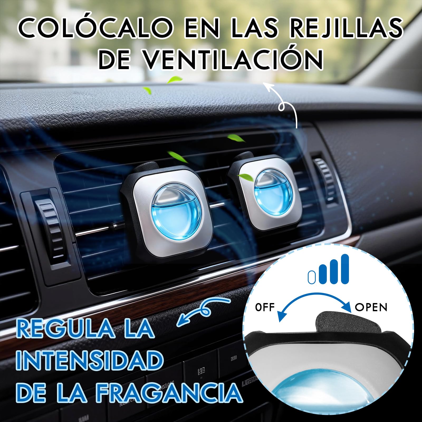 Car Ambientador Coche, Aroma para Coches Nuevos y Talco para Bebés Clips para Ambientadores de Coche, Elimina y Previene los Malos Olores de tu Coche, Pack 12 Unidades 4 ml