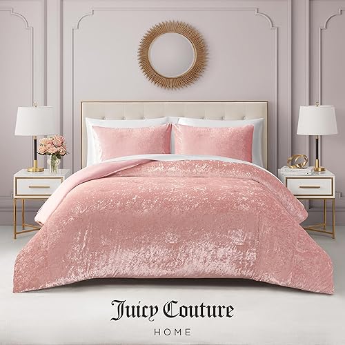 Miniatura 6 de Juicy Couture Juego de edredón y funda de terciopelo triturado tamaño individual, juego de ropa de cama individual de 2 piezas, (1) edredón de 68 x