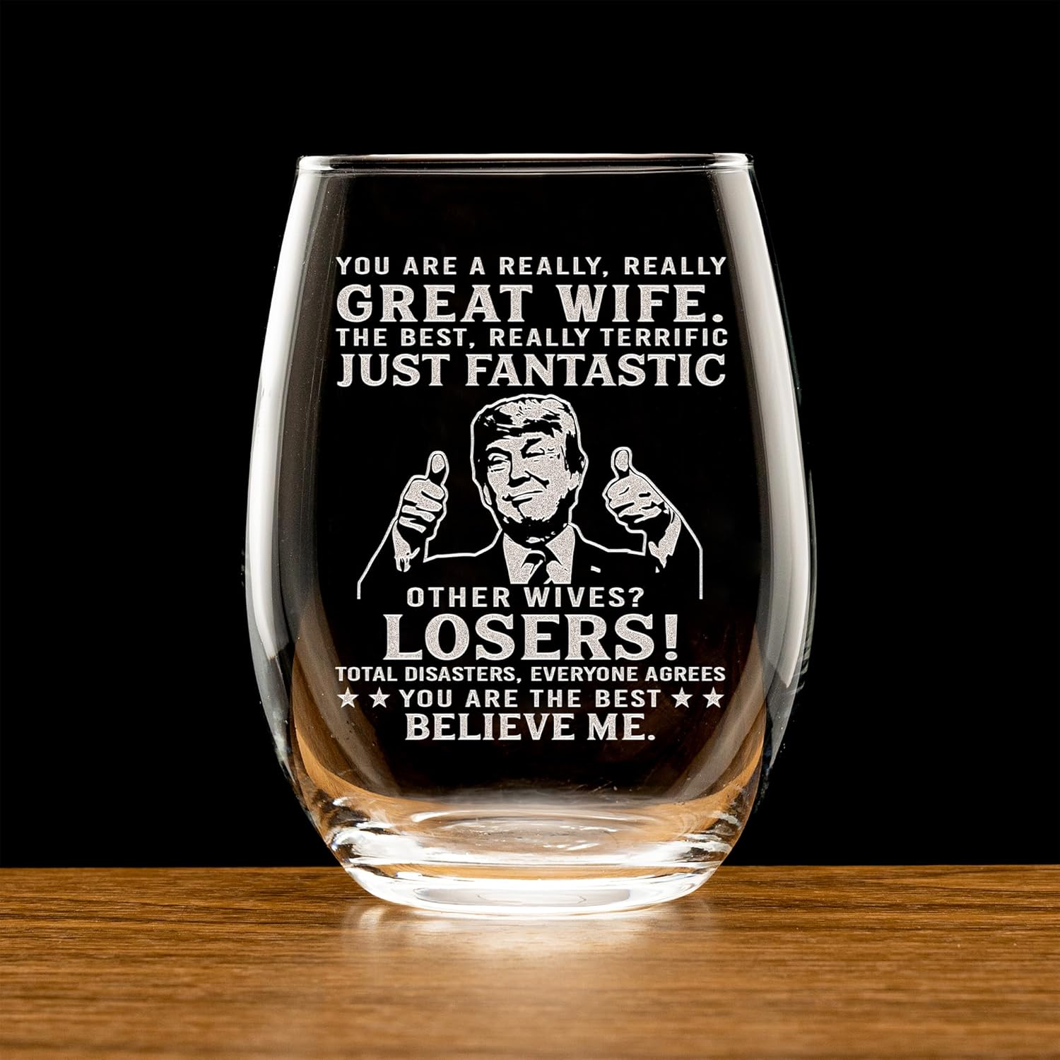 Engraved Stemless Wine Glass Gifts for Wife - Funny Valentines Gifts for Her, Birthday Gift from Husband, Anniversary Presents for Women, Mothers Day Gifts - Image 2