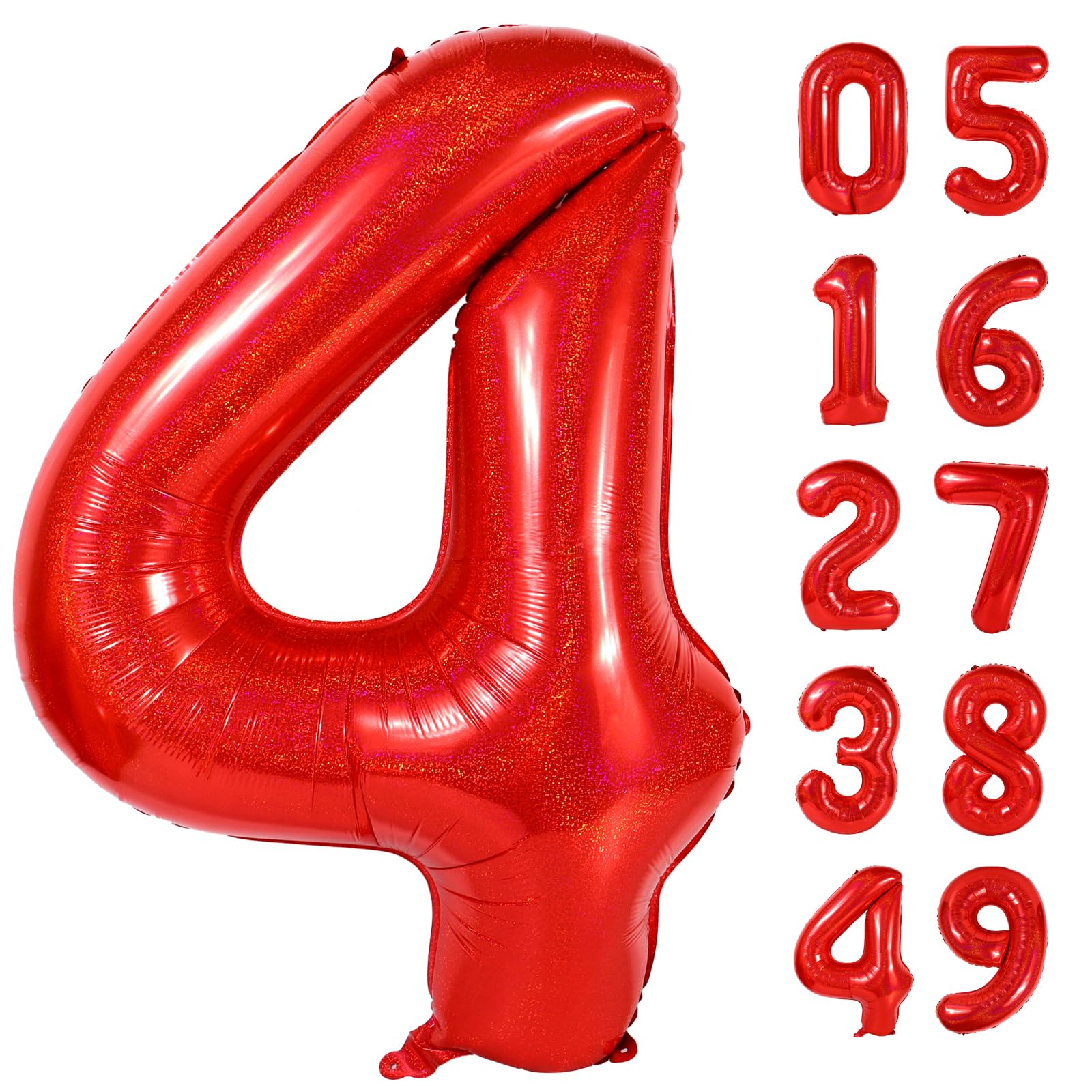 Laser Red 4 Balloon - Number Balloon 40 Inch, 4th Hot Pink Decorations