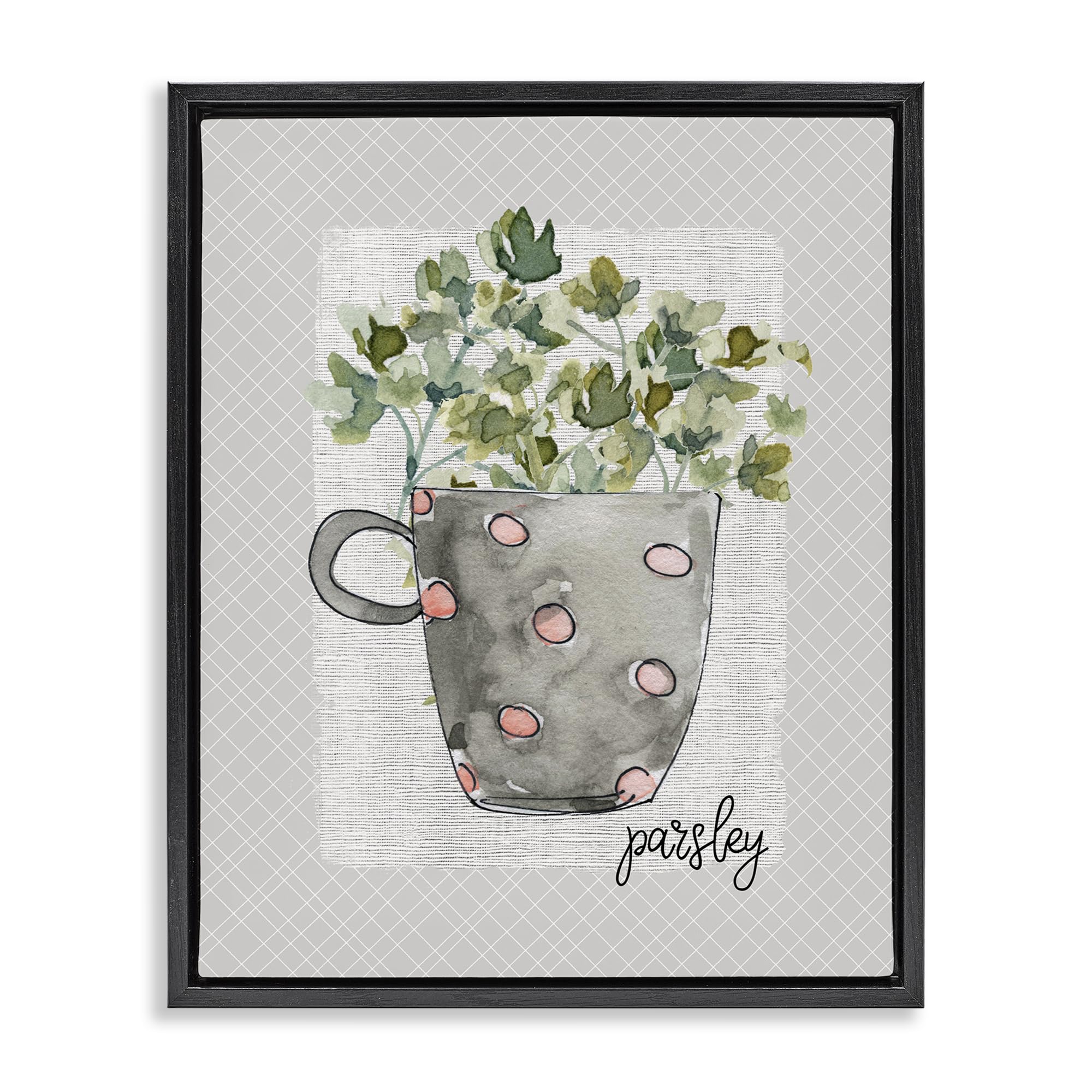 Stupell Industries Jet Black (Matte) 'Parsley Herb Mug'| Floating Frame Canvas Art