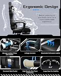 Yaheetech Chaise de jeu, chaise de jeu vidéo avec support Lombaire de massage et repose-pieds Chaise de jeux ergonomique ergonomique réglable avec siège pivotant et appuie-tête, noir/blanc