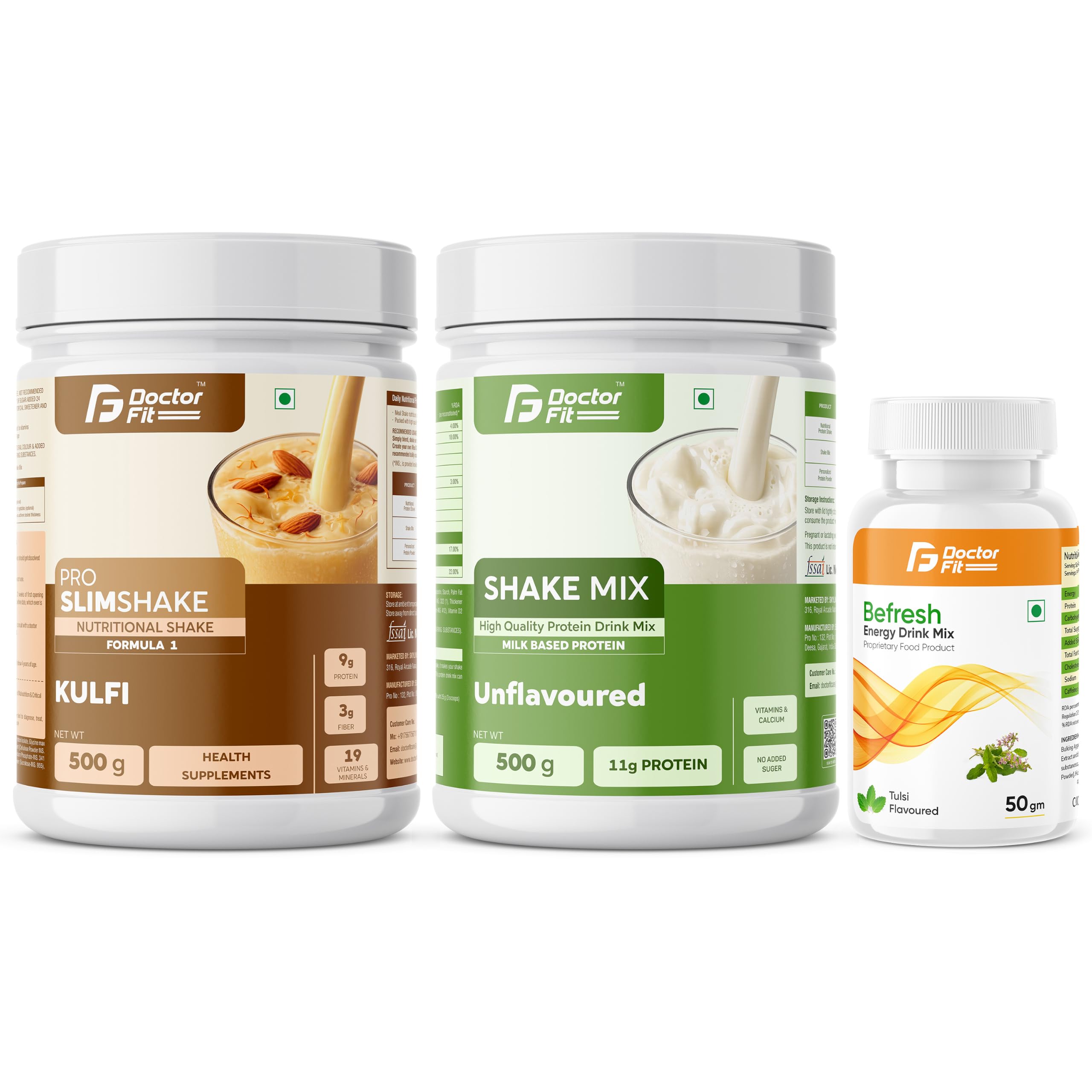 DOCTORFIT Pro Slimshake Formula 1 Vanilla 500g + ShakeMix Unflavoured 500g + Befresh Lemon Energy Drink Mix 50g | Nutritional & Protein Combo - 1050gm (Vanilla Shake + Shake Mix + Befresh Lemon) — Amazon image 18