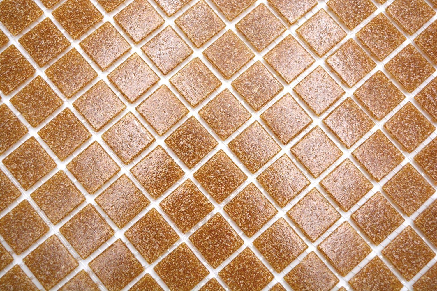 Mosaïque de piscine marron - Carrelage en verre brillant - Carré, mur, sol, cuisine, salle de bain, douche