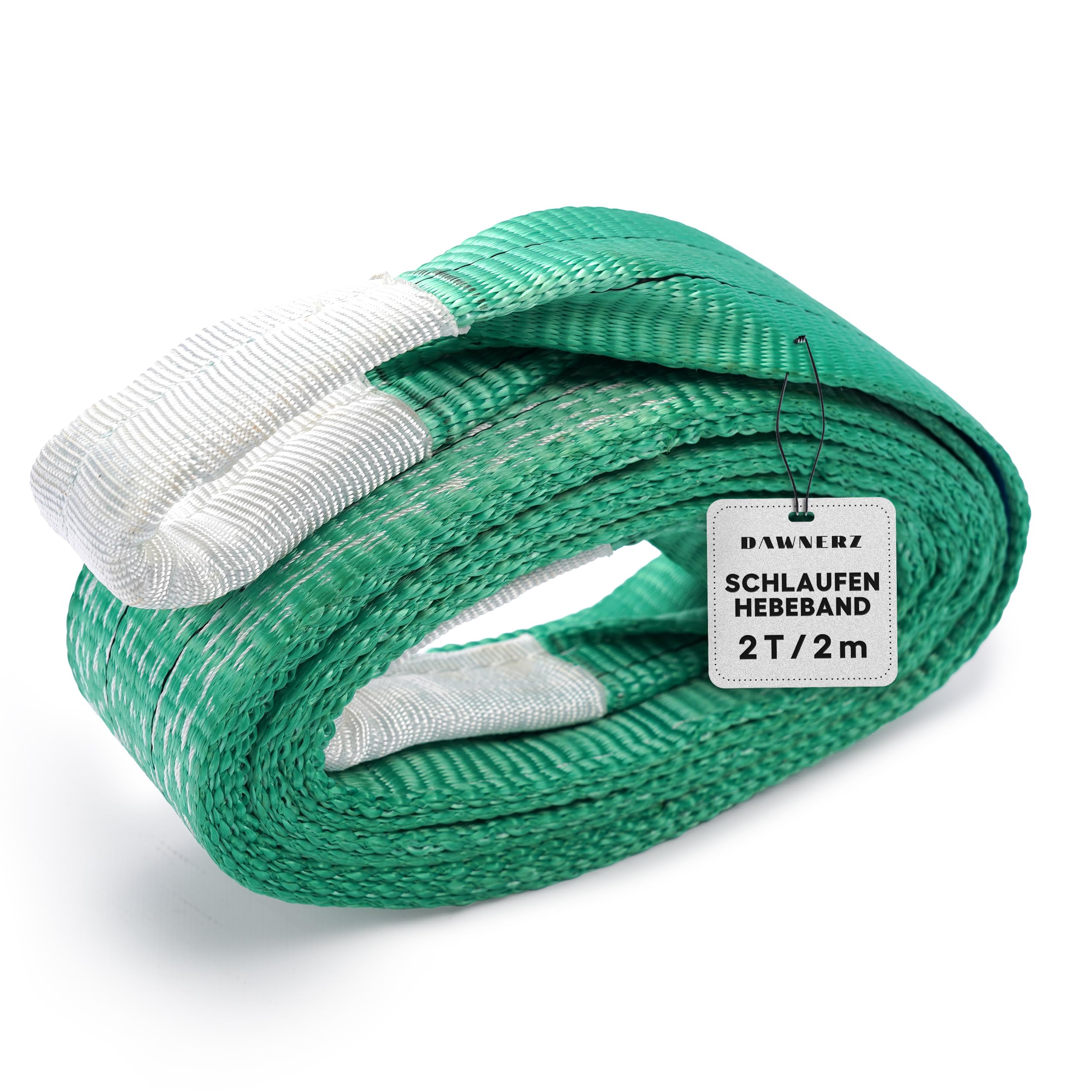 Cinta de elevación de 2000 kg, fibra directa, 2 m, resistente correa de poliester – dos capas con asas finales reforzadas