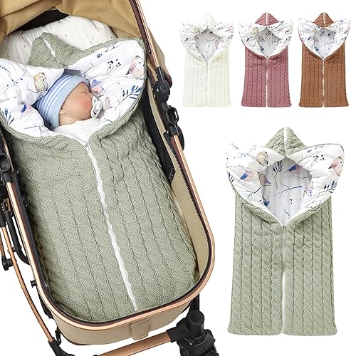 Yanmucy Manta para envolver al bebé, saco de dormir de punto multifunción para recién nacido, manta para cochecito de bebé de 0 a 12 meses (verde)